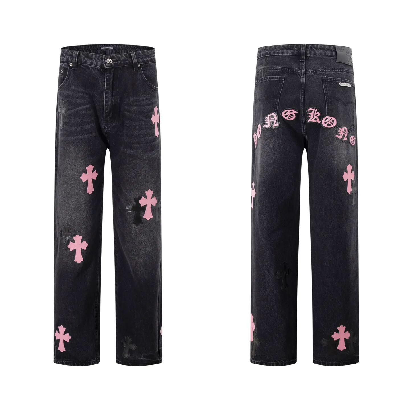 P260 Style number: H81 Croxin & 𝐂𝐡𝐫𝐨𝐦𝐞 𝐇𝐞𝐚𝐫𝐭 ss25 black color leather Sanskrit fine jeans. Styles with different washed textures are very friendly to people with thin legs. The slightly flared version perfectly modifies the leg shape. The timeless and moderate length makes it easy to match and match. It is the basis for various styles and is a must-have in your wardrobe! The fabric is stiff but also makes the upper body soft without losing texture. The washing process is even more perfect. It is a must-have item for everyone! ! ! Washed wheat, hang tag, pants label, three labels complete Color: black Size: 30-32-34-36